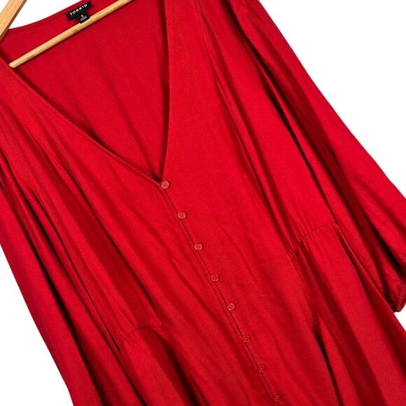 TORRID‎ Women's 3X Red Fit And Flare 3/4 Sleeve Softest Flannel V-Neck Tunic Top - Picture 1 of 12
